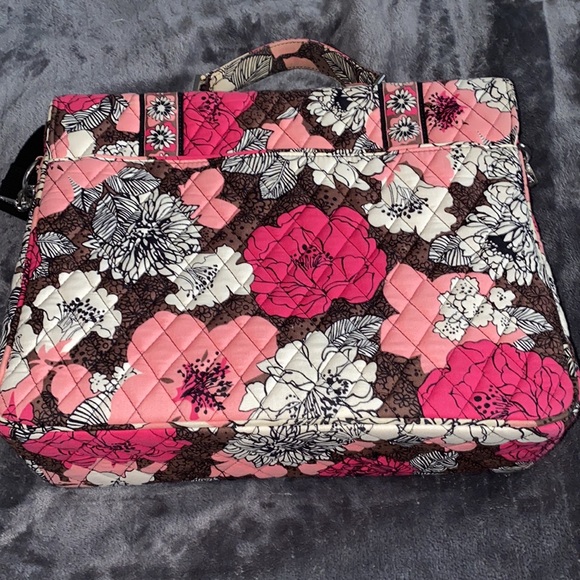 Vera Bradley Attaché Black, White, Pink, Brown 5 pockets & shoulder strap - Picture 7 of 11